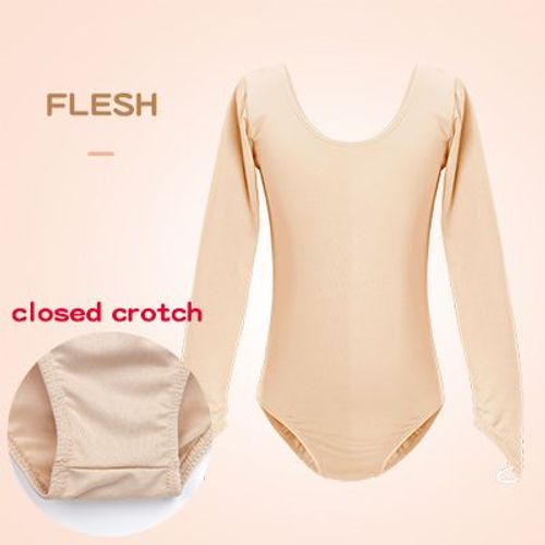 Justaucorps De Danse De Ballet À Manches Longues Pour Enfants,Couleur Chair,Sous-Vêtements Pour Filles,Peau Haute Élastique,Costume De Batterie