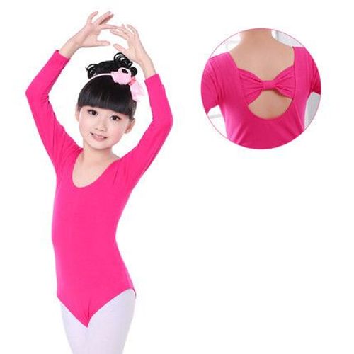 Justaucorps De Danse De Ballet Pour Filles,Costumes De Gymnastique À Manches Longues/Courtes Avec N?ud Papillonté