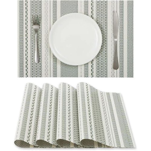 Set De Table Vert De 4, Sets De Table En Vinyle Sets De Table Pliables Résistants Aux Taches De Chaleur Set De Table Lavable Et Essuyable Pour La Cuisine