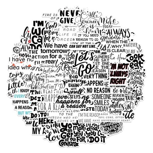 50 Autocollants Texte De Motivation Noir Et Blanc Valise Décorative Personnalisée Carnet Guitare Étanche Amovible Sans Autocollants Répétés