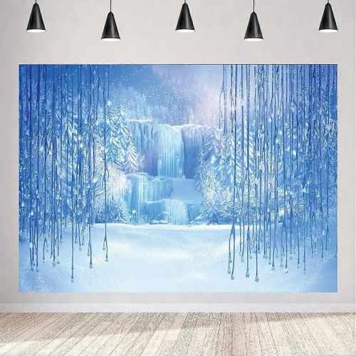 Noël Hiver Toile De Fond, 5X7ft Décorations De Fête D¿anniversaire Pendentif En Cristal Congelé Glace Et Neige Blanc Monde Photographie Fond