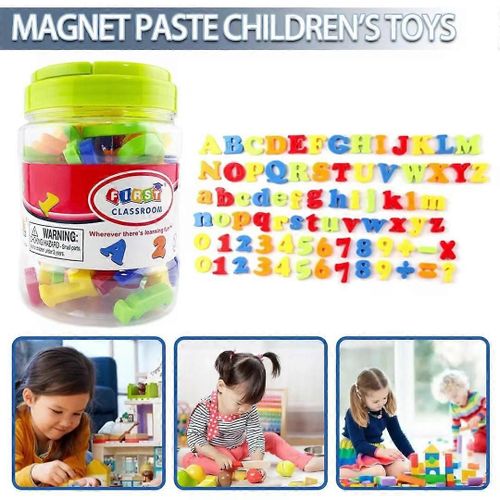 Lettres magnétiques Chiffres Alphabet ABC 123 Aimants de réfrigérateur Ensemble de jouets éducatifs en plastique Apprentissage préscolaire Orthographe Comptage Majuscule (78 pièces)