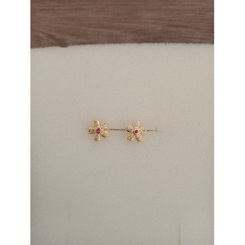 Boucles Fleurs Plaquage Or Un Micron Et Oz Blanc Et Rouge