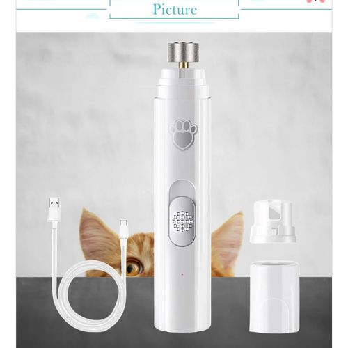 Broyeur À Ongles Électrique Pour Chien, Coupe-Ongles Pour Animaux De Compagnie, Aste Par Usb, Coupe-Ongles Indolore Avec Roue De Polissage Pour Petits Et Grands Animaux De Compagnie -Blanc