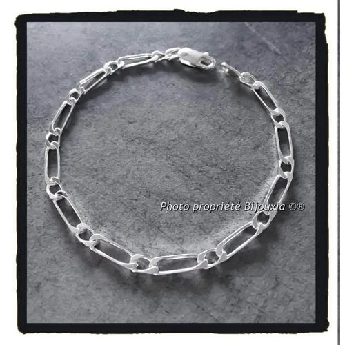 Bracelet Maille Figaro 5 Mm X 21 Cm Argent Massif 925/1000 Bijoux Homme Neuf