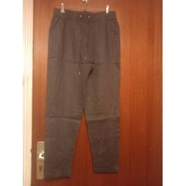 Pantalon D'été Femme 2 Poches H&m, Taille 36, Coloris Noir, 2 Poches En Biais Sur Les Cotés À L'avant, Une Fausse Poche À L'arrière, Cordon De Serrage À La Taille, 100 % Lin.