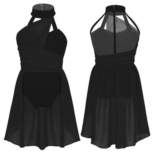 Robe Justaucorps De Ballet Sans Manches Pour Filles,Tenue De Danse Avec Cage Découpée Dans Le Dos,En Mousseline Froncée,Costume De Danse Lyrique Contemporain