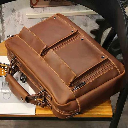 Sac Latéral en Cuir de Luxe pour Homme et Femme,Valise pour Ordinateur Portable,Marque Japonaise - XP02-Brown