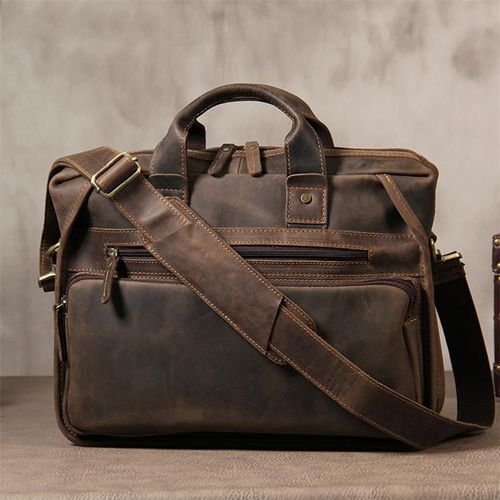 Sac en cuir de vachette vintage pour hommes avec poches,étui à bombes,valise d'affaires,sacs pour ordinateur portable en cuir de cheval,design 2019 - Design 3-37cm