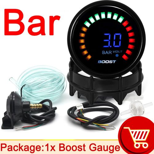 Compteur de division numérique à 20 LED,barre de suralimentation psi,vide,température de l'eau,presse à huile,voltmètre,rapport air/carburant,jauge EGT,température RPM,2 pouc - Type boost gauge BAR
