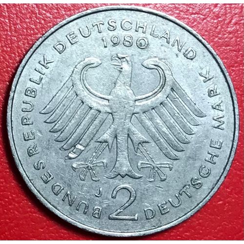 2 Deutsche Mark - Konrad Adenauer - 1980 J - Allemagne