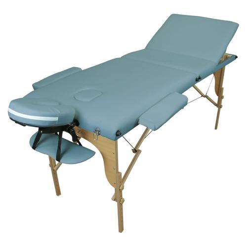 Vivezen - Table De Massage Pliante 3 Zones En Bois Avec Panneau Reiki + Accessoires Et Housse De Transport - Bleu Pastel