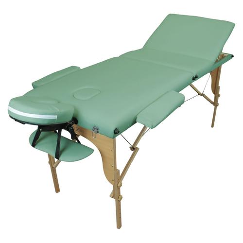 Vivezen - Table De Massage Pliante 3 Zones En Bois Avec Panneau Reiki + Accessoires Et Housse De Transport - Vert Pastel