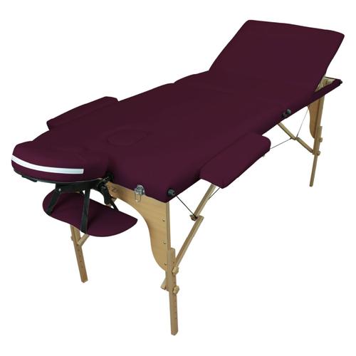 Vivezen - Table De Massage Pliante 3 Zones En Bois Avec Panneau Reiki + Accessoires Et Housse De Transport - Prune