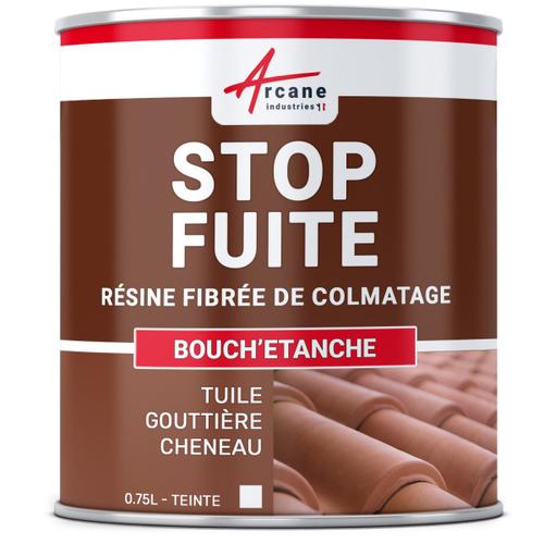 BOUCHETANCHE - Peinture fibrée de colmatage fuite réparation étanchéité tuile gouttière cheneau trou fissure Tuile 0.75 L