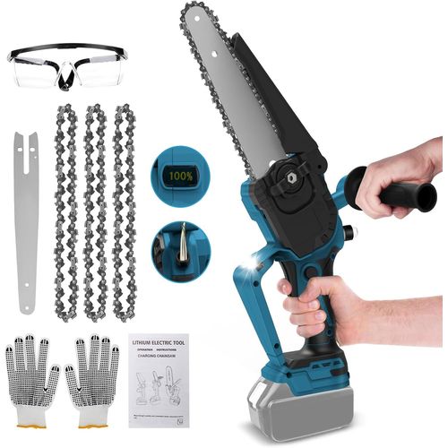 Mini scie à chaîne sans brosse Avec lubrification améliorée de la chaîne, 8 pouces Mini scie à chaîne compatible avec Batterie 18V (sans batterie)