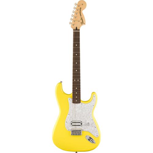 Fender Tom Delonge Stratocaster Rw Graffiti Yellow Guitare Électrique Avec Housse Deluxe