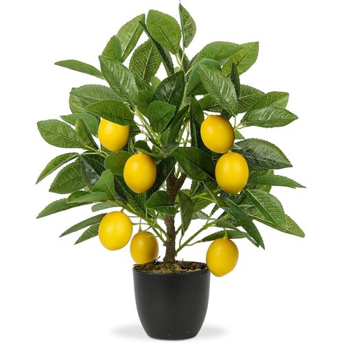 40 cm Plante Artificielle Citronnier Plante en Plastique en Pot Noir Plantes Artificielles avec Branche de Citron et Fruits de Citron pour la Décoration de la Maison, Salon, Cuisine, Bureau