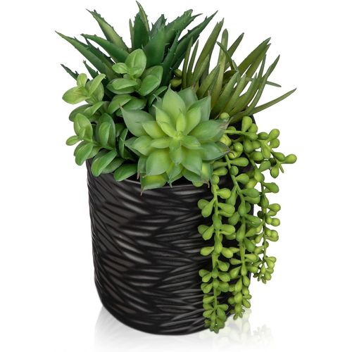 Plante succulente artificielle avec pot en céramique - Plante d'intérieur - Plantes succulentes artificielles comme une vraie décoration de table pour salle de bain, bureau, buffet, salle de