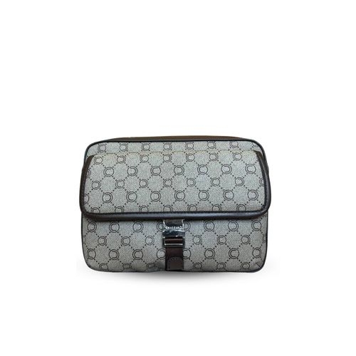 Mini-sacoche marron en toile enduite siglée garnie cuir Chabrand 85028121