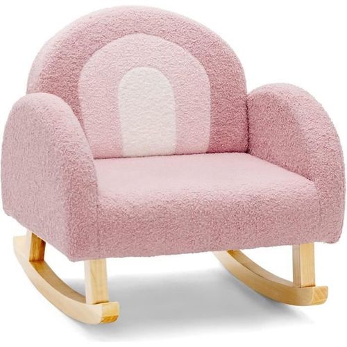 Costway Canapé Enfant À Bascule En Peluche, Fauteuil Charge 50kg, Jolis Cadeaux Pour Garçon Fille De 3-5 Ans Rose