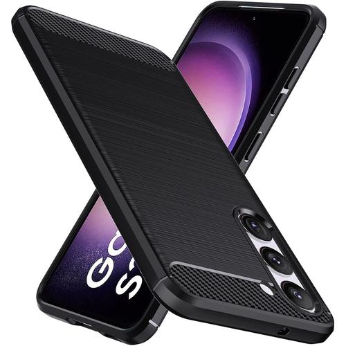 Coque Housse Etui Pour Samsung Galaxy S23 Noir Fibre De Carbone