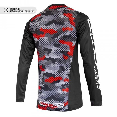 T-Shirt Maillot Swaps Camo Kid Rouge Pour Moto Cross Enduro Taille M Enfant Neuf
