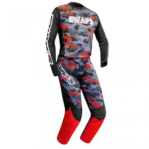 Pantalon Moto Cross Swaps Camo Kid Rouge Pour Moto Enduro Taille S Enfant Neuf