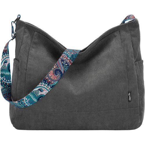 Sac Fourre-Tout Femme En Velours Côtelé,Sac A Main Femmes Sac À Bandoulière Transversal Pour L'École Et Les Achats[L589]