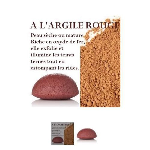 Éponge Konjac Argile Rouge - Zen Arome - Accessoire 100% Naturel Pour Nettoyer Le Visage Multicolore