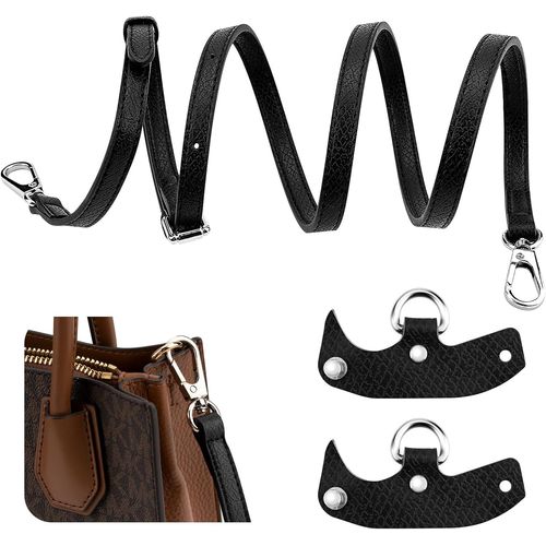 1Pcs Bandoulière Pour Sac Longchamp,Bandoulière Réglable Pour Sacs,Bandoulière En Cuir Pour Femme,Bandoulière Avec 2 Adaptateurs De Bandoulière (Largeur De La Bandoulière 1.2Cm) (Noir)[L1066]