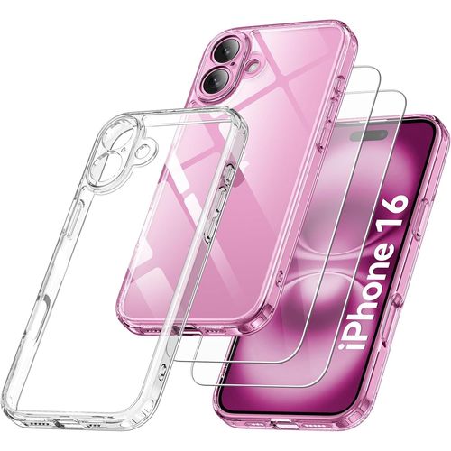 Coque Silicone Transparente Angles Renforces + 2 Verres Trempes Pour Iphone 16 Little Boutik©