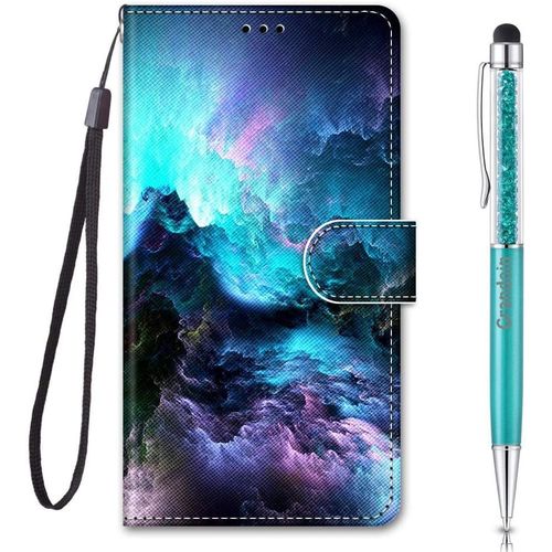 Coque Pour Sony Xperia 5 Iv, Housse Etui Portefeuille Sony Xperia 5 Iv, Mode Cratif Effet Bookstyle Tui De Protection Housse En Pu Cuir Avec Tpu Silicone Souple Phone Case (Des Nuages)