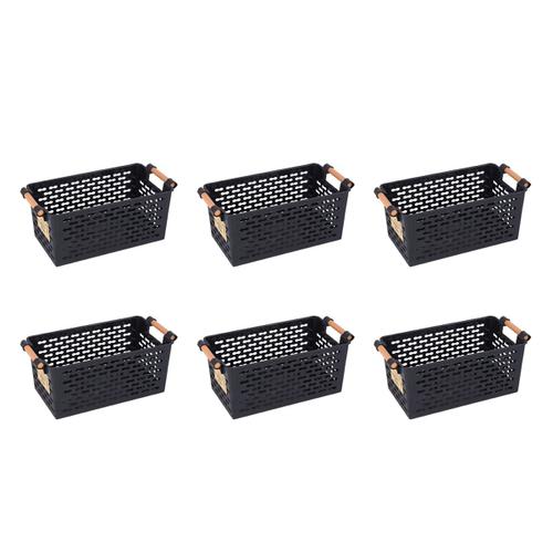 6x Panier De Rangement De Tableau En Plastique Bo?Te De Rangement Portable Pour Salle De Bain Rectangulaire Panier De Bain Paniers ? Usages Multiples Pour D?Bris De Cuisine Noir