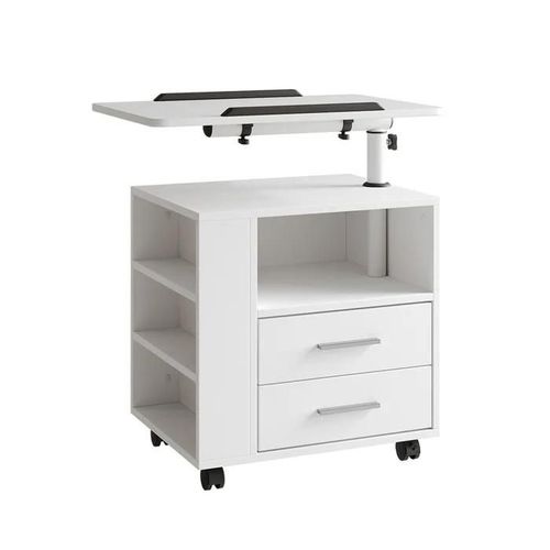 Table De Chevet Bora, 60 X 69 Cm Avec 2 Tiroirs, Blanc, Vicco
