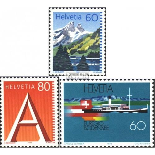 Suisse 1489a,1490,1501 (Édition Complète) Oblitéré 1993 Bergsee, Un-Post, Bodensee