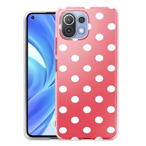 Coque Silicone Compatible Xiaomi Mi 11 Lite Rouge À Pois