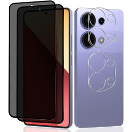 [2+2 Pièces Verre Trempé Pour Xiaomi Redmi Note 13 4g Anti-Espion Protection Écran + Caméra Verre Trempé,9h Dureté Privacy Film Protecteur D'écran Pour Xiaomi Redmi Note 13 4g