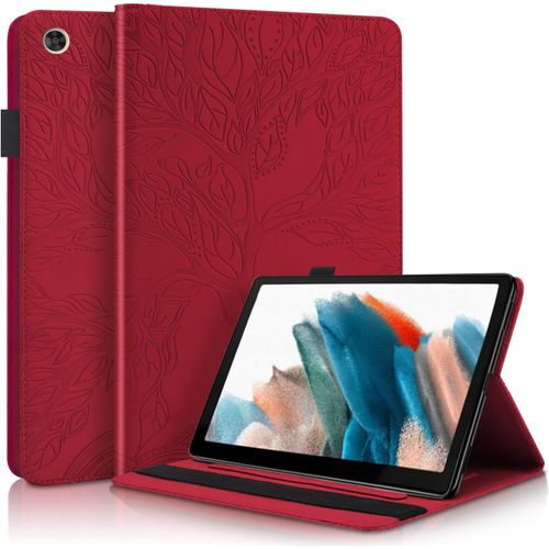 Coque Galaxy Tab A8 10.5 2021 Pu Cuir Cover Tablette Housse De Protection Samsung Tab A8 2021 Porte-Crayons Portefeuille Tablet Étui Pour Samsung Galaxy Tab A8 Sm-X200/Sm-X205/Sm-X207,Rouge