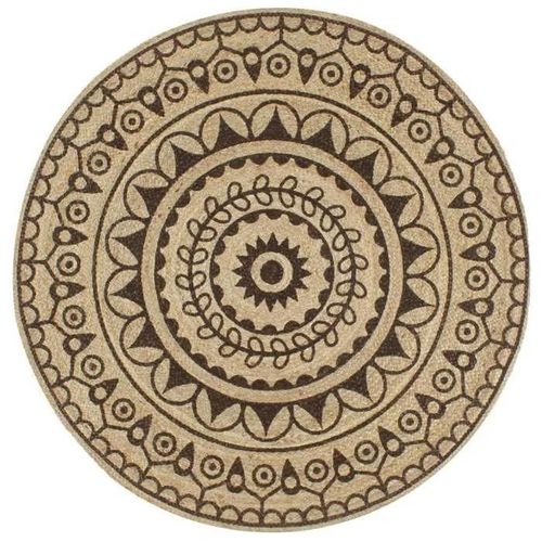 Vidaxl Tapis Fait À La Main Jute Avec Imprimé Moquette Carpette Plancher Coussin De Sol Salon Chambre À Coucher Intérieur 133706