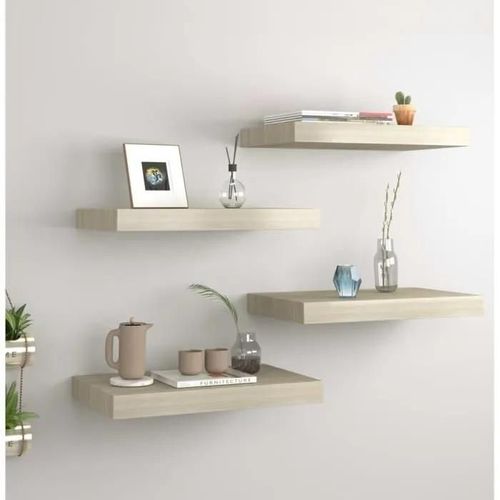 Vidaxl Étagères Murales Flottantes 4 Pcs Chêne 40x23x3,8 Cm Mdf