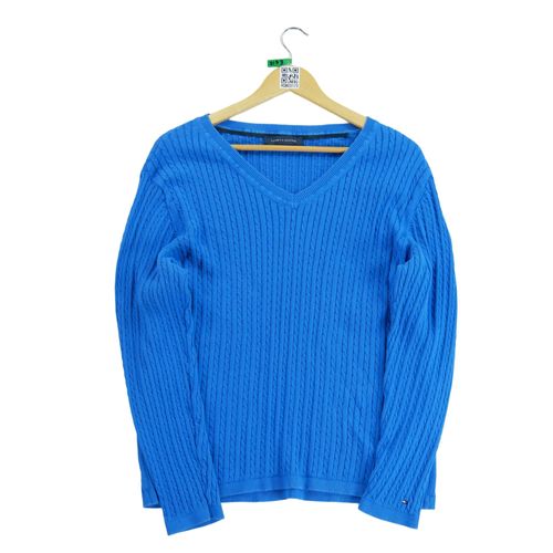 Reconditionné - Pull Femme En Maille Torsadée - Taille L - Femme - Bleu