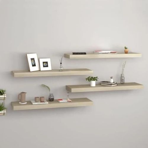 Vidaxl Étagères Murales Flottantes 4 Pcs Chêne 80x23,5x3,8 Cm Mdf