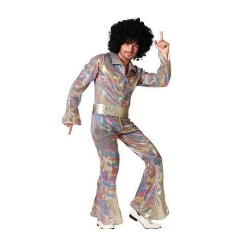 Déguisement Homme Disco - Atosa - Multicouleur - Années 1980 - Tissu Lamé Brillant - Ceinture Dorée
