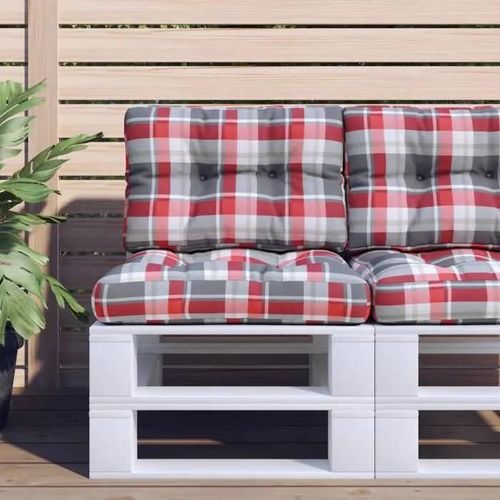 Vidaxl Coussins De Palette Lot De 2 Motif À Carreaux Rouge Tissu 360658