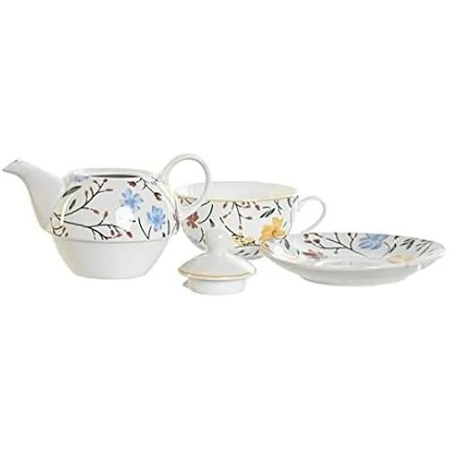 Ensemble De Théière - Dkd Home Decor - Standard - Porcelaine - Bleu, Blanc, Jaune - 13,5 X 16,5 X 14 Cm
