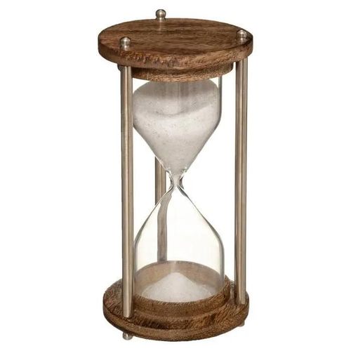 Sablier - Atmosphera - Bois de manguier - Verre et aluminium - 6 minutes - 8cm de diamètre