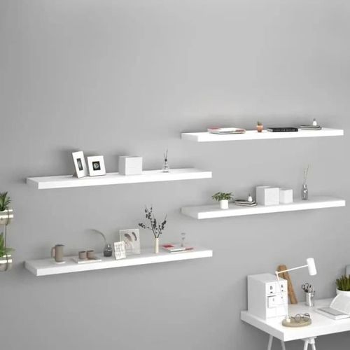 Vidaxl Étagères Murales Flottantes 4 Pcs Blanc 120x23,5x3,8cm Mdf