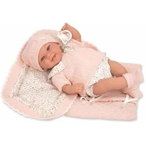 Arias Poupée Lestée Elegance 35 Cm Babyto Rose Fleurs Avec Couverture 60727