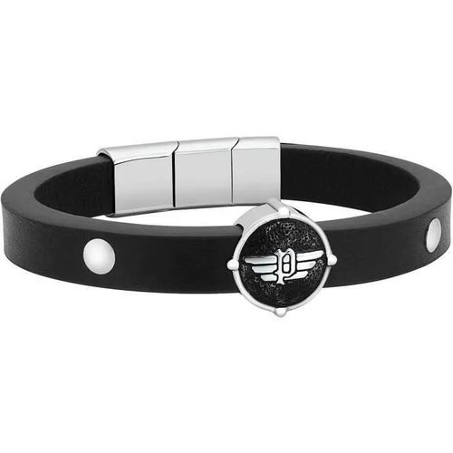 Bracelet Homme Police Edgy S14amk01b. Noir. Argent. Acier Inoxydable.